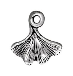 TierraCast pendant Ginkgo Leaf antique silver