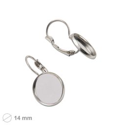 Bižutérne náušnicové mechanické háčiky s okrúhlou lôžkom 14 mm z chirurgickej ocele