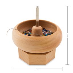Rotating bead stringing tool wooden
