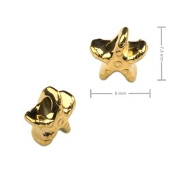 Korálok z chirurgickej ocele v tvare morskej hviezdy 7,5 x 8 mm vo farbe zlata