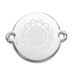 Manumi Silver connector 12mm with an engraved design Mandala round