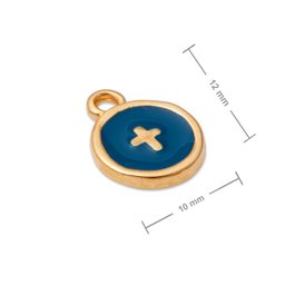 OmegaCast pendant cross with dark blue enamel 12x10mm gold-plated