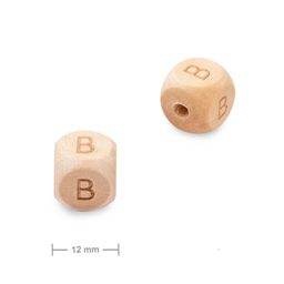 Wooden cube bead 12mm with letter B