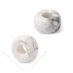Mineral White Howlite rondelle bead with large hole for Macramé 14x8mm