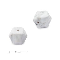 Silikónové koráliky hexagón 14mm Grey Marble