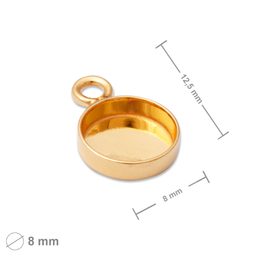 Stříbrný přívěsek s lůžkem 8 mm pozlacený 24K zlatem
