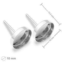 Silver ear posts with settings 10mm  No.1249