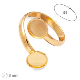 Silver ring base with two settings 8mm gold-plated No.1256