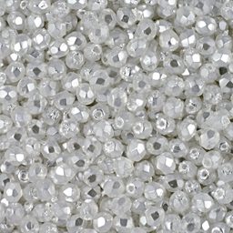 Manumi české broušené korálky 3 mm Coated White Pearl