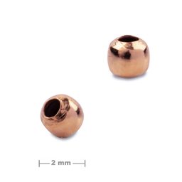 Strieborný korálik 2 mm pozlátený 18K ružovým zlatom