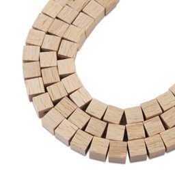 Manumi české dřevěné korálky kostka 6 x 6 mm přírodní