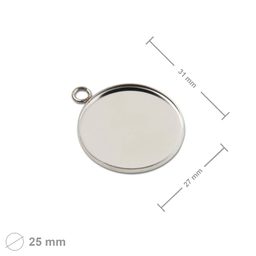Bižutérne lôžko na prívesok okrúhle 25 mm z chirurgickej ocele