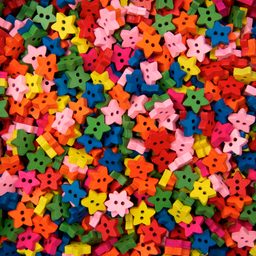 Wooden buttons stars 20pcs colourful