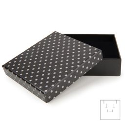 Dárková krabička na šperk černá s puntíky 86x86x25