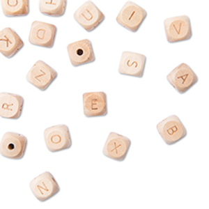 Wooden beads with alphabet letters