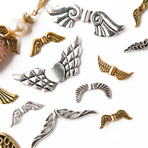 Metal angel wings bead charms