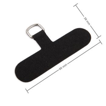 Závěsné očko na mobil černé s poutkem v barvě platiny