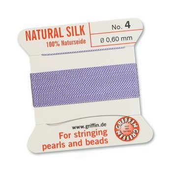 Silk thread with needle 0.6mm/2m light purple