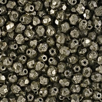 Glass fire polished beads 4mm Coated Metallic Antique Platinum