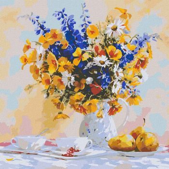 Painting by numbers picture of a summer bouquet 50x50cm