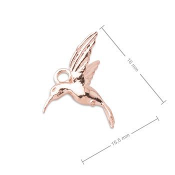 Pandantiv din argint pasăre colibri placat cu aur roz de 18K nr.859