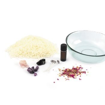 Creative kit for making a candle with minerals Litotherapy
