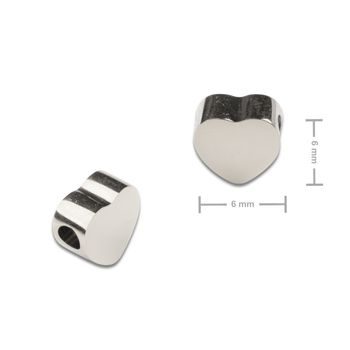Korálek z chirurgické oceli ve tvaru srdce 6 x 6 mm