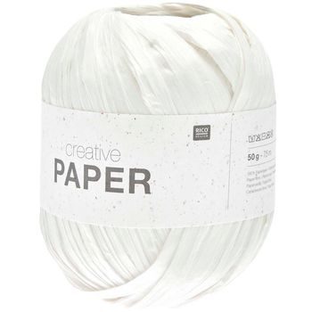 Rico design háčkovacia papierová priadza Creative paper odtieň 001 biela