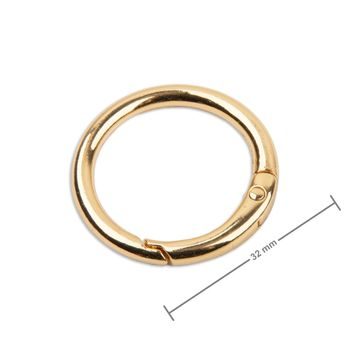 Bižutení kulatá karabinka v barvě zlata 32 mm