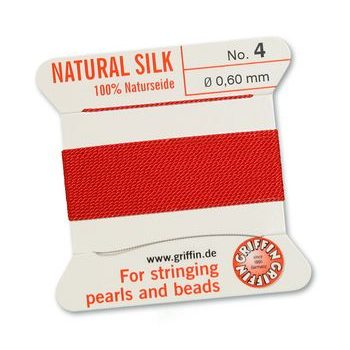 Silk thread with needle 0.6mm/2m red