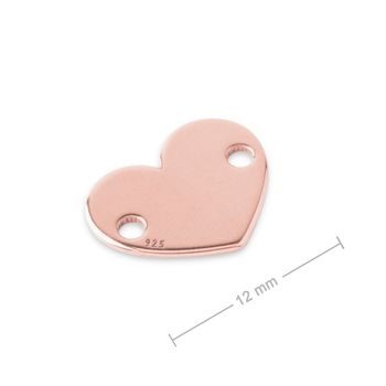 Silver connector heart rose gold-plated 12mm No.759