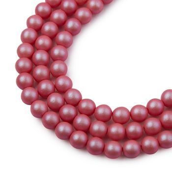 České stláčané korálky Manumi 6 mm pearl red