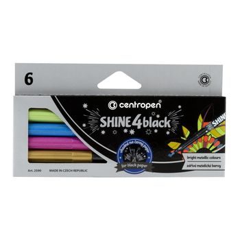 Centropen popisovače Shine 4 Black 2590 metalické sada 6ks