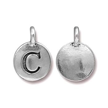 TierraCast pendant 17x12mm with letter C antique silver