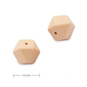 Silicone beads hexagon 14mm Toasted Oatmeal
