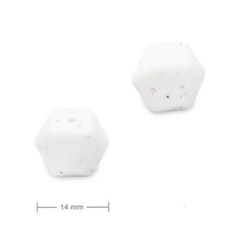 Silicone beads hexagon 14mm White Galaxy