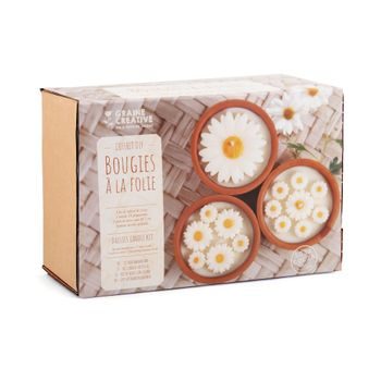 Creative set for making candles with daisies