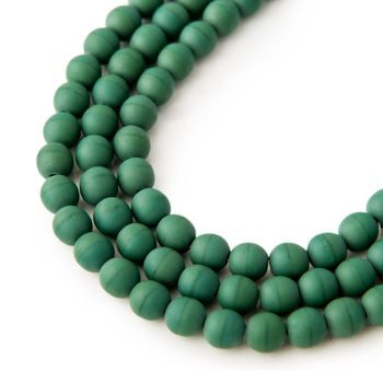 Czech glass pressed round beads Pine Green Opaque Matt 6mm No.22