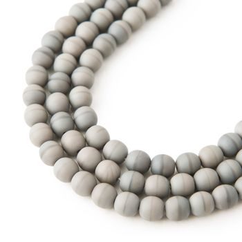 Czech glass pressed round beads Dark Grey Opaque Matt 6mm No.42