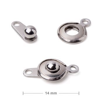 Stainless steel 316L press-stud clasp 14mm