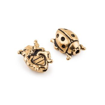 TierraCast bead Ladybug antique gold