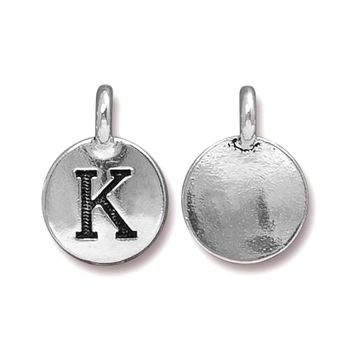 TierraCast pendant 17x12mm with letter K antique silver
