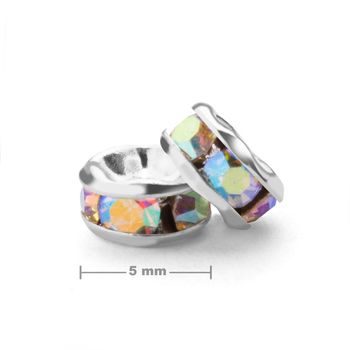 Rondel cu ștrasuri 5mm argintiu Crystal AB