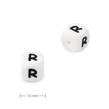 Silicone cube bead 12mm with letter R