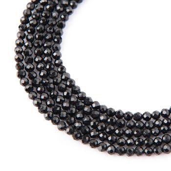 Black Tourmaline faceted beads 4mm