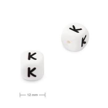 Silicone cube bead 12mm with letter K