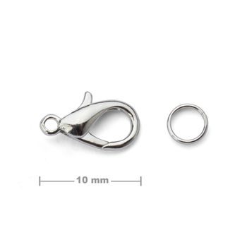 Jewellery lobster clasp 10mm in the colour of platinum