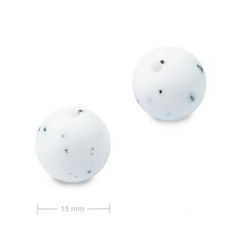 Silicone round beads 15mm White Galaxy