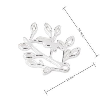 Amoracast spojovací díl ptáček na stromě 20x18mm stříbrný