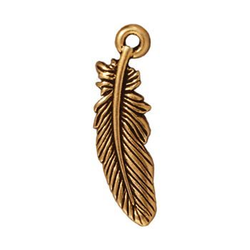 TierraCast pendant Small Feather antique gold